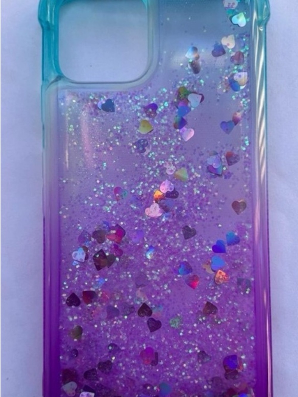 Glitter Heart Gradient Phone Case - Purple & Teal google pixel 4